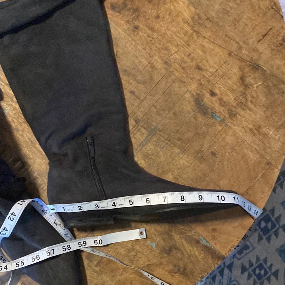 Dark Gray Knee Boots with Soft Suede Material and Slouchy Style - Picture 8 of 10